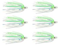 Last Cast Tackle Silicone Holo Teaser - 6 Pack - 5 Colors to Choose from (Green/White)