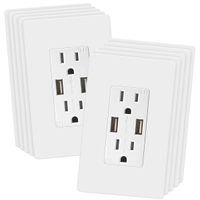 TOPGREENER 4A High Speed USB Wall Outlet, 15A Tamper-Resistant Receptacles, Compatible with iPhone XS/MAX/XR/X/8/7, Samsung Galaxy S9/S8/S7, LG, HTC & Other Smartphones, UL Listed, TU2154A, 10 Pack