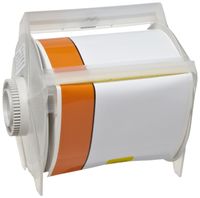 Brady 113162 GlobalMark 100' Length x 4" with 1" stripe, B-595 Vinyl, White and Orange Indoor/Outdoor Industrial Label Maker Tape