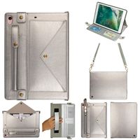 for iPad Pro 12.9 Case 2018, Multi-function Wallet Protective Cover with Card Slot/Cash Pocket/Pen Holder/Hand Strap/Classic Buckle Closure Shoulder Bag Book Case for iPad Pro 12.9 2018,Silver