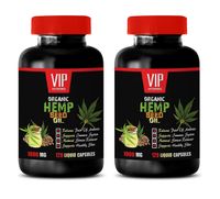 Stress Relief and Energy - Organic Hemp Seed Oil 1000MG - Pain Relief - Brain and Heart Health - Hemp Seeds - 2 Bottle (240 Liquid Caps)