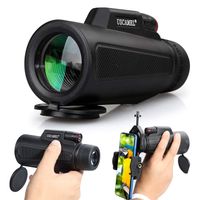 USCAMEL 10x42 Compact Monocular, High Power Low Night Vision Waterproof Telescope with Smartphone Photography Adapter for Bird Watching, Hiking, Camping, Sightseeing, Travelling, Concert