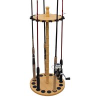 Rush Creek Creations Round 16 Fishing Rod Storage Rack - Features Traditional Handcrafted Wood Post - No Tool Assembly