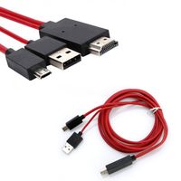 MHL Micro USB to HDMI 1080P HD TV Cable Adapter Special Shape 11Pin Cord for Samsung Galaxy S5, S4, S3, Note 3, Note 2，Only-Fit Specific Phone Models Stated in Ad Description Page