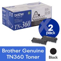 Brother Genuine TN360 2-Pack High Yield Black Toner Cartridge with approximately 2,600 page yield/cartridge