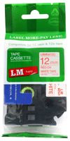 LM Tapes - Brother PT-1280 1/2" (12mm 0.47 Laminated) Red on White Compatible TZe P-touch Tape for Brother Model PT1280 Label Maker with FREE Tape Guide Included