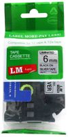 LM Tapes - Brother PT-H110 Label Printer 6mm Black on Silver Compatible TZe P-touch Tape (1/4" 0.23 Laminated) for Brother Model PTH110 Label Maker