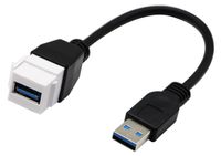 zdyCGTime USB 3.0 Keystone Jack Inserts Cable, USB 3.0 A to USB A 3.0 Adapters Female to Male Connector Extension Cable for Wall Plate Outlet Panel White(22CM/9inch) (USB 3.0 F/M)