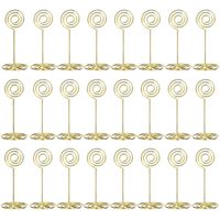 AIEVE Table Card Holders 24 Pack Wire Shape Wedding Place Card Holders Table Number Holders Table Pictures Stand for Place Cards Wedding Party Office Desk Name Memo Menu Clips (Gold)