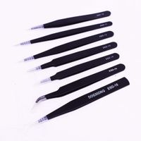 Precision Tweezers Set, 7 PCS ESD Anti-Static Stainless Steel Tweezers Kit Curved Tweezers for Craft, Jewelry, Electronics, Laboratory Work 5 Points Laboratory Work