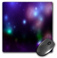 3dRose LLC 8 x 8 x 0.25 Inches Mouse Pad, Lights in The Night in Purple/Blue/Green (mp_65486_1)