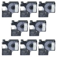 SuperInk Compatible for DYMO 18443 Black on White Vinyl Label Tape (3/8 Inch x 18 Feet 9mm x 5.5m) 8 Pack