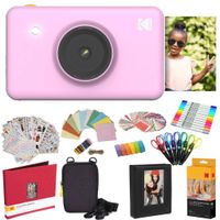 Kodak Mini Shot Instant Camera (Pink) All-in-Bundle + Paper (20 Sheets) + Deluxe Case + Photo Album + 7 Unique Sticker Sets + Markers + Scissors + Border Stickers and So Much More