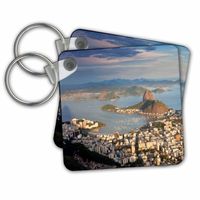 3dRose View Over Sugarloaf Mountain in Guanabara Bay, Rio De Janeiro - Key Chains, 2.25" x 2.25", Set of 2 (kc_228639_1)