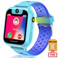 Kids Smart Watch Phone with Free SIM Card Waterproof Boys GPS Tracker Watch with SOS Carmen Game Alarm Voice Chat Electronic Learning Watches for Kids Boys 4 - 12 Year Xmas Holiday Toy Gift