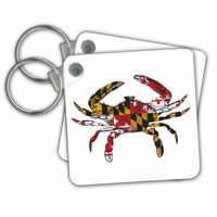 3dRose Maryland Crab Flag - Key Chains, 2,25 x 2,25", Set of 2 (kc_193242_1)