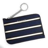 Kate Spade New York Medium L-Zip Card Holder Keychain (York stripe blue multi)