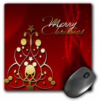 3dRose LLC 8 X 8 X 0.25 Inches Mouse Pad, Gold Abstract Christmas Tree on Contemporary Red Background with Merry Christmas in Gold (mp_33707_1)