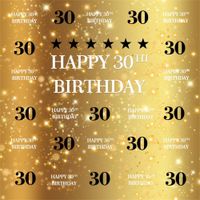 Leowefowa 6X6FT Happy 30th Birthday Backdrop Golden Bokeh Dots Black Stars Backdrops for Photography Sequins Wallpaper Vinyl Photo Background Man Woman Party Decoration Studio Props