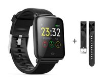 Bluetooth Smart Watches, KKCITE Waterproof Fitness Tracker Smart Watch with Heart Rate/Blood/Pressure/Sleep Monitor Compatible with Android/iOS/Samsung Phones for Men Women Kid (Black)
