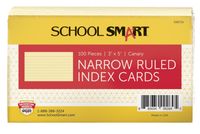 School Smart 90# Ruled Index Card, 3 x 5 Inches, Canary, Pack of 100