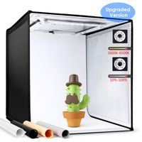 amzdeal 20in Foldable Photo Studio Box 3000K-6500K Adjustable Table Top Light Box Portable Dimmable Photo booth box CRI 90+ with 4 Shooting Windows and 4 Backdrops(White/Black/Orange/Gray)