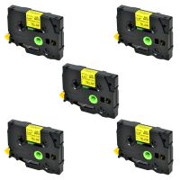 SuperInk 5 Pack Compatible for Brother HSe-631 HSe631 HS-631 HS631 Black on Yellow Heat Shrink Tube Label Tape use in PT-D210 D200 D400 D450 D600 H300 P700 P900 Printer (0.46''x 4.92ft,11.7mm x 1.5m)