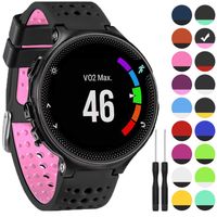 GVangel Band Compatible with Garmin Forerunner 235, Soft Silicone Replacement Watch Band Strap Wristband for 220/230/235/620/630/735XT/235 Lite Smart Watch for Women Men (Black-Pink)