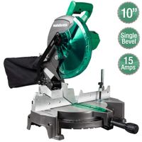 Metabo HPT Compound Miter Saw, 10-Inch, Single Bevel, 15-Amp Motor, 0-52° Miter Angle Range, 0-45° Bevel Range, Large Table, 10" 24T TCT Miter Saw Blade (C10FCGS)