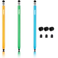Honsky Cell Phone Stylus, Tablet Stylus for Touch Screens: Universal Slim Long Metal Pencil-Like Stylist Pens, Tablet Pen, Touchscreen Stylus Pen - Blue, Champagne, Green - Cylinder, 3 Packs
