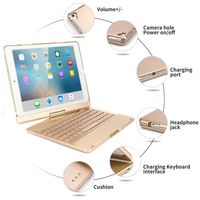 iPad Air3 Keyboard Case 10.5'', TechCode 7 Color Backlit Wireless Bluetooth Keyboard with 360 Degree Rotate Folio Slim Protective Case Auto Sleep/Wake for iPad Air3/ Pro 10.5,Gold