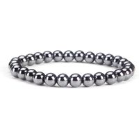 Cherry Tree Collection Gemstone Beaded Stretch Bracelet 6mm Round Beads | Medium - 7" (Hematite)