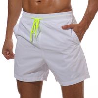 SILKWORLD Men's Swimming Surf Board Shorts Mesh Liner(US L Size-Asian Tag 2XL, Waist 34.5" - 36", White)