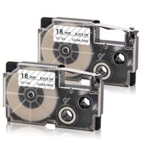 Absonic XR-18X XR-18XS2S Label Tape Compatible for Casio KL120 KL-HD1-IH KL-430 KL-750 KL-780 KL-820 KL-7000 KL-7200 KL-8100 KL-C500 KL-P1000 Label Maker (3/4" x 26', 18mm x 8m, Black on Clear) 2-Pack