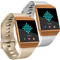 Tobfit Bright Designed Bands Compatible with Ionic Bands, Soft TPU Sport Arm Wristband Accessories for Women Men, Large, Champagne Gold, Silver