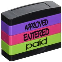 Stack Stamp Pre-Inked Triple Message Stamp, Approved, Entered, Paid (8802)