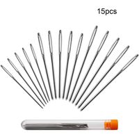 AIEX Big Eye Hand Sewing Needle, 3 Sizes Large Eye Stitching Needles with a Clear Storage Tube (5 Per Size)