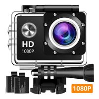 Koawxc Action Camera 16MP 1080P Underwater Photography Cameras 140 Degree Ultra Wide Angle Lens with 2 Pcs Rechargeable Batteries and Mounting Accessories Kits - Black05