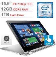 HP Envy x360 15.6" Touchscreen 2-in-1 IPS 1080p Full HD Laptop PC, Intel Core i5-7200U 2.5GHz, 12GB DDR4, 1TB HDD, Bluetooth, HDMI, Backlit Keyboard, Intel HD Graphics 620, Windows 10-Silver