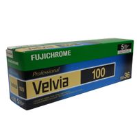 Fujifilm 16326042 Fujichrome 35mm Velvia 100 Color Slide Film ISO 100 - 5 Rolls of 36 Exposures (Green/White/Purple)