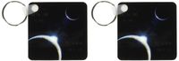 3dRose A sun announcing a new dawn over a solar system with the bible verse psalm 118 verse 24 - Key Chains, 2.25 x 4.5 inches, set of 2 (kc_99100_1)