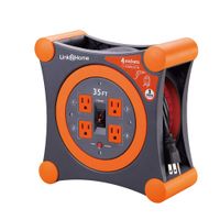 Link2Home Cord Reel 35 ft. Extension Cord 4 Power Outlets - 14 AWG SJTW Cable.