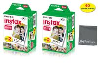 Fujifilm INSTAX Mini Instant Film (White) for Fujifilm Mini 8 & Mini 9 Cameras + Microfiber (40 Sheets)