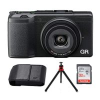 Ricoh GR II Digital Camera (Black) w/Ricoh Leather case & 32GB SD Card (4 Items)