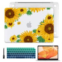 Batianda MacBook Pro 13 Inch Case 2019 2018 2017 2016 Release A2159 A1989 A1706 A1708, Clear Plastic Hard Shell Cover Keyboard Skin for Newest 13 Inch MacBook Pro with/Non Touch Bar (Sunflower)