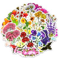 Flower Stickers, 50 Pcs Waterproof Vinyl Stickers for Laptop Car Bike Luggage Helmet Water Bottle