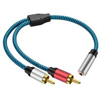 3.5mm to 2 RCA Adapter Cable，Hftywy 3.5mm Female to 2 RCA Male Jack Stereo Audio Cable Y Adapter Gold Plated Compatible for iPhone, iPod, iPad, MP3, Tablets, HiFi Stereo System, Computer Sound Speaker