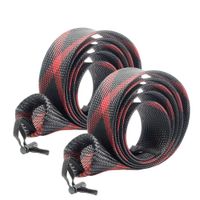 SF Fishing Spinning Rod Socks Braided Mesh Rod Sleeve Cover Protector Pole Gloves(Black/Red) XXL