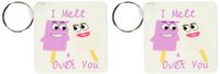 3dRose image of cartoon of ice cream with faces and message - Key Chains, 2.25 x 4.5 inches, set of 2 (kc_174463_1)