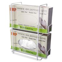 Double Glove Dispenser Wall Mount - 2 Wire Rack Tissue Napkin Gloves Box Holder, Durable Metal Paper Towels Organizer for Commercial Food Service, Lab, Medical Office, Home, Toilet Bathroom, Garage